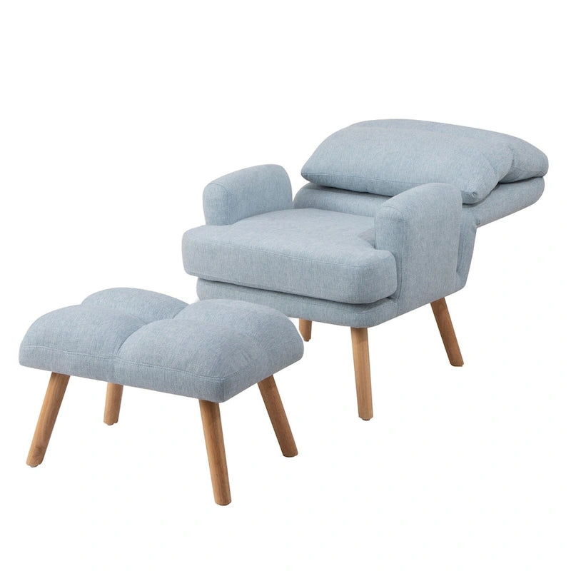 Juego de sillón y otomana de tela