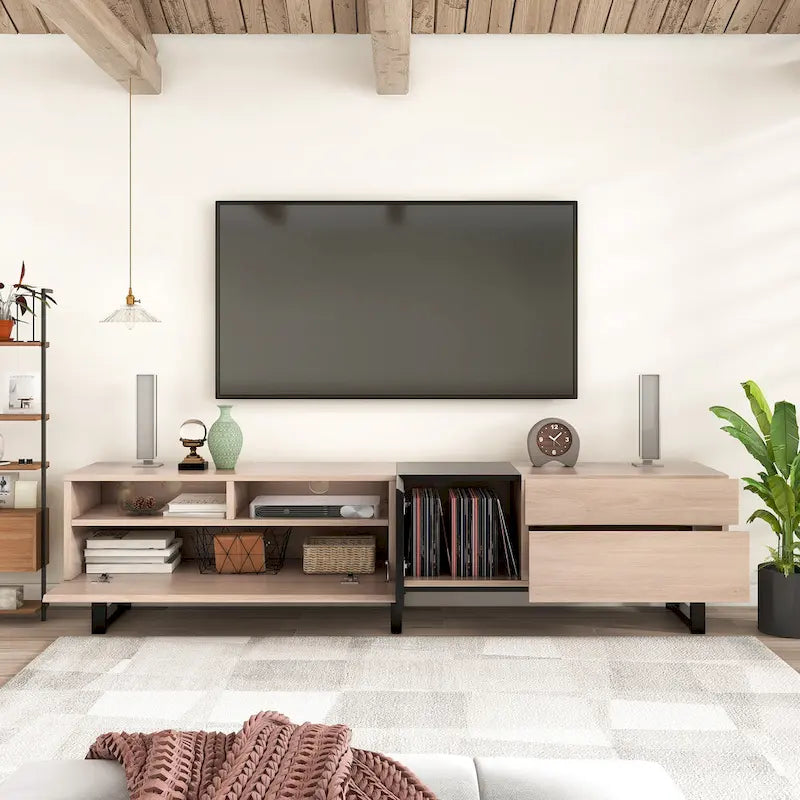 Mueble Moderno para TV de 80" con Doble Espacio de Almacenamiento