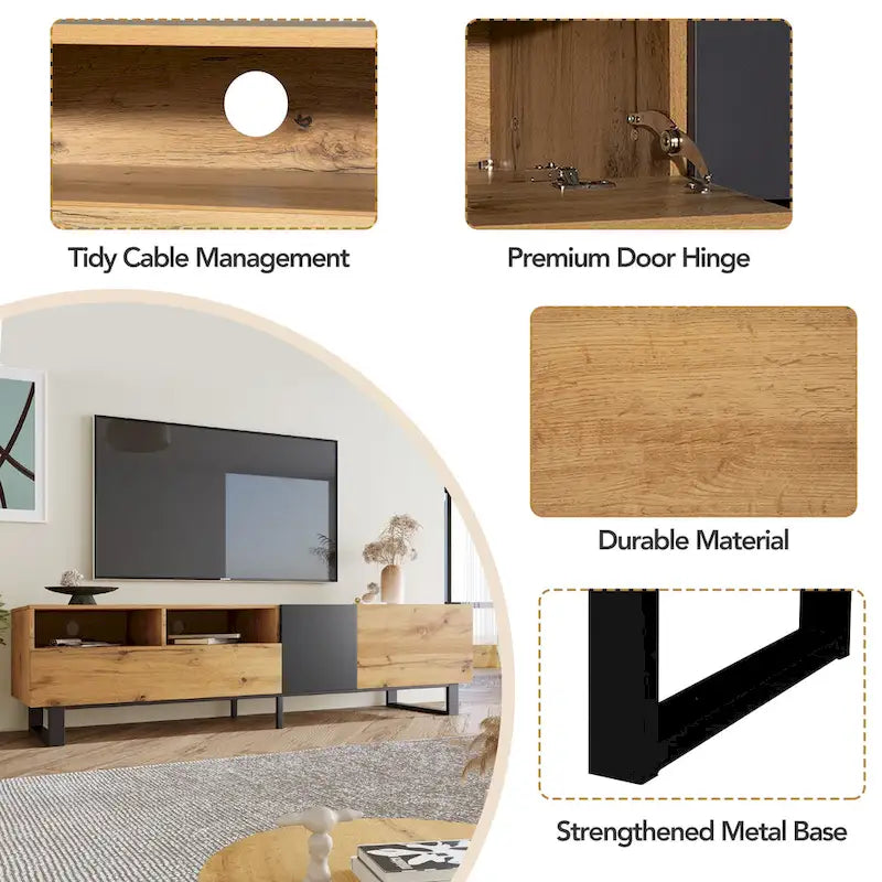 Mueble Moderno para TV de 80" con Doble Espacio de Almacenamiento