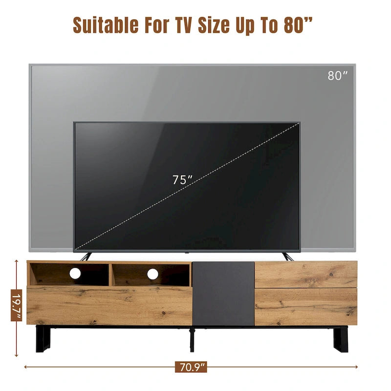 Mueble Moderno para TV de 80" con Doble Espacio de Almacenamiento