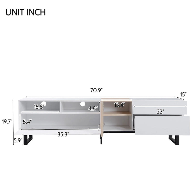 Mueble Moderno para TV de 80" con Doble Espacio de Almacenamiento