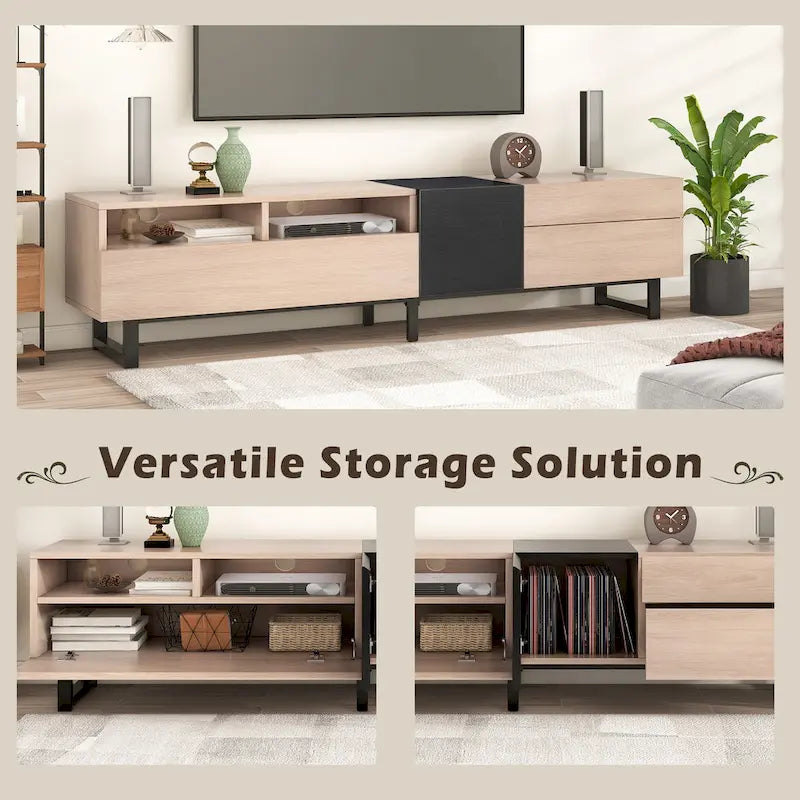 Mueble Moderno para TV de 80" con Doble Espacio de Almacenamiento