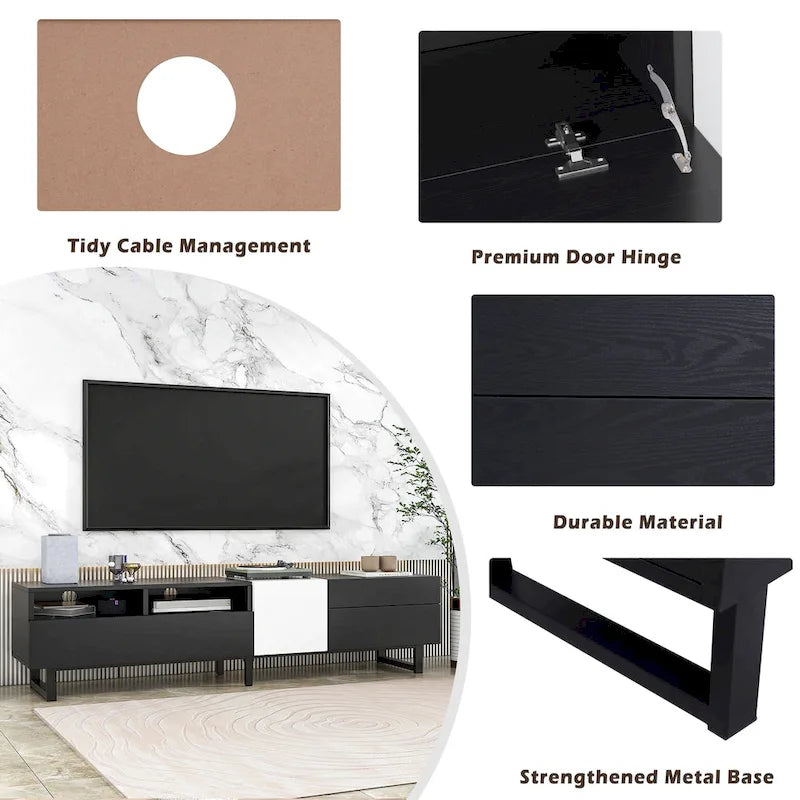 Mueble Moderno para TV de 80" con Doble Espacio de Almacenamiento