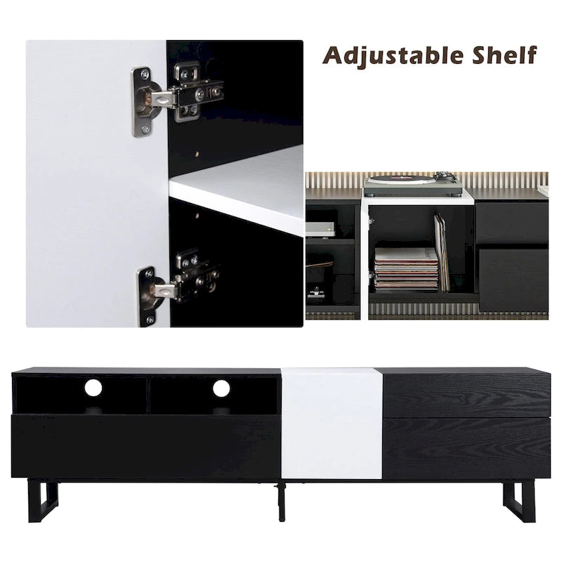 Mueble Moderno para TV de 80" con Doble Espacio de Almacenamiento