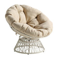 Sillón Papasan con cojín redondo y tejido de mimbre color crema