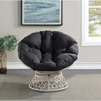 Sillón Papasan con cojín redondo y tejido de mimbre color crema
