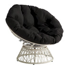 Sillón Papasan con cojín redondo y tejido de mimbre color crema