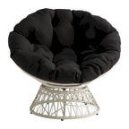 Sillón Papasan con cojín redondo y tejido de mimbre color crema