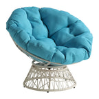 Sillón Papasan con cojín redondo y tejido de mimbre color crema