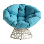 Sillón Papasan con cojín redondo y tejido de mimbre color crema