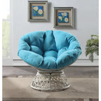 Sillón Papasan con cojín redondo y tejido de mimbre color crema
