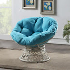 Sillón Papasan con cojín redondo y tejido de mimbre color crema