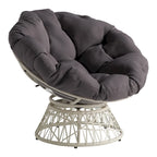 Sillón Papasan con cojín redondo y tejido de mimbre color crema