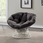 Sillón Papasan con cojín redondo y tejido de mimbre color crema