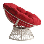 Sillón Papasan con cojín redondo y tejido de mimbre color crema