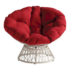 Sillón Papasan con cojín redondo y tejido de mimbre color crema