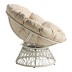 Sillón Papasan con cojín redondo y tejido de mimbre color crema