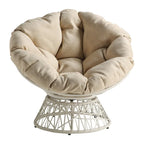 Sillón Papasan con cojín redondo y tejido de mimbre color crema