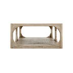 Mesa de centro Peking Ming de madera recuperada, pequeña, 55 pulgadas de largo, lavado blanco envejecido