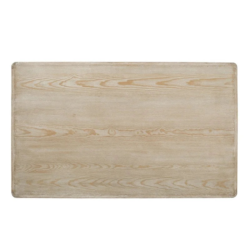 Mesa de centro Peking Ming de madera recuperada, pequeña, 55 pulgadas de largo, lavado blanco envejecido