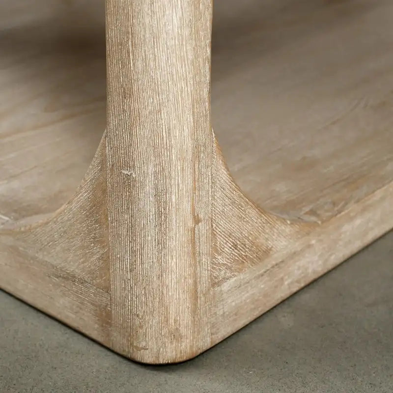 Mesa de centro Peking Ming de madera recuperada, pequeña, 55 pulgadas de largo, lavado blanco envejecido