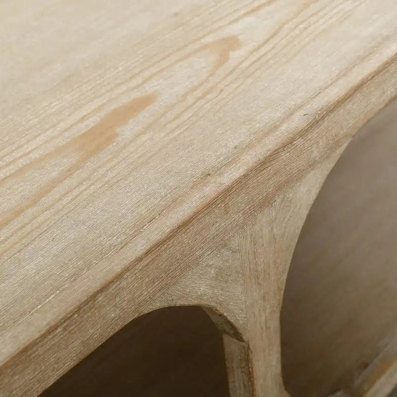 Mesa de centro Peking Ming de madera recuperada, pequeña, 55 pulgadas de largo, lavado blanco envejecido