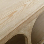 Mesa de centro Peking Ming de madera recuperada, pequeña, 55 pulgadas de largo, lavado blanco envejecido