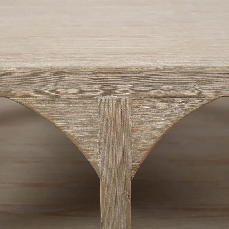 Mesa de centro Peking Ming de madera recuperada, pequeña, 55 pulgadas de largo, lavado blanco envejecido