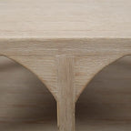 Mesa de centro Peking Ming de madera recuperada, pequeña, 55 pulgadas de largo, lavado blanco envejecido