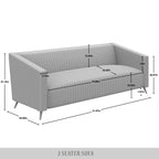 Juego de sala de estar de 3 piezas tapizado en terciopelo acanalado moderno y glamuroso