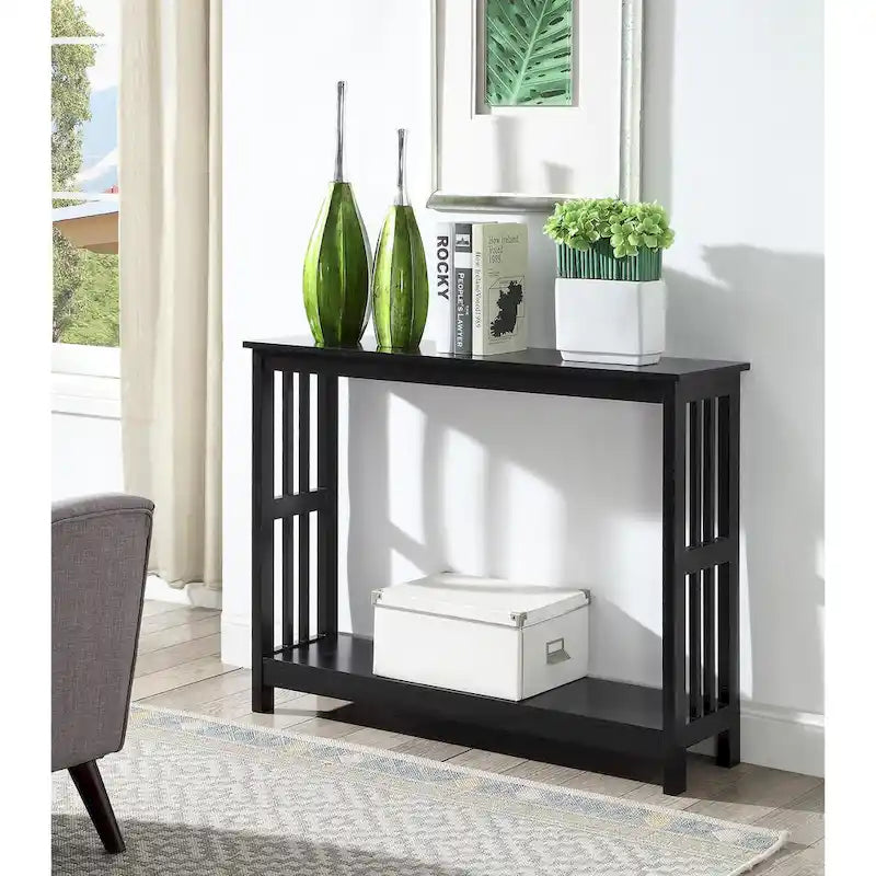 Mesa consola con estante estilo Misión