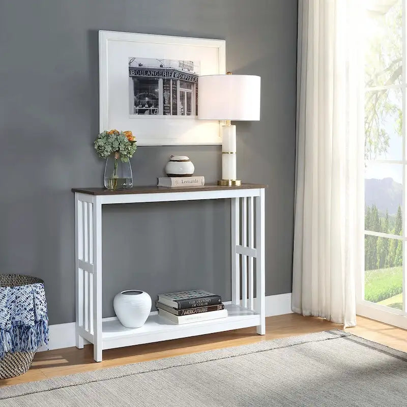 Mesa consola con estante estilo Misión
