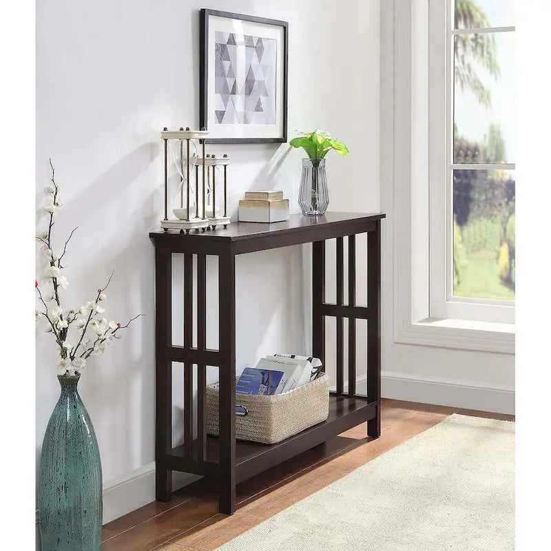 Mesa consola con estante estilo Misión