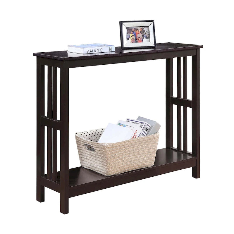 Mesa consola con estante estilo Misión