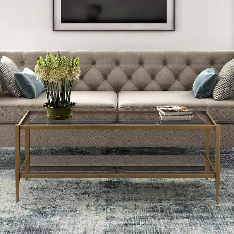 Mesa de centro rectangular de 45 de ancho con estante de espejo