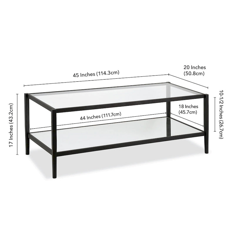 Mesa de centro rectangular de 45 de ancho con estante de espejo