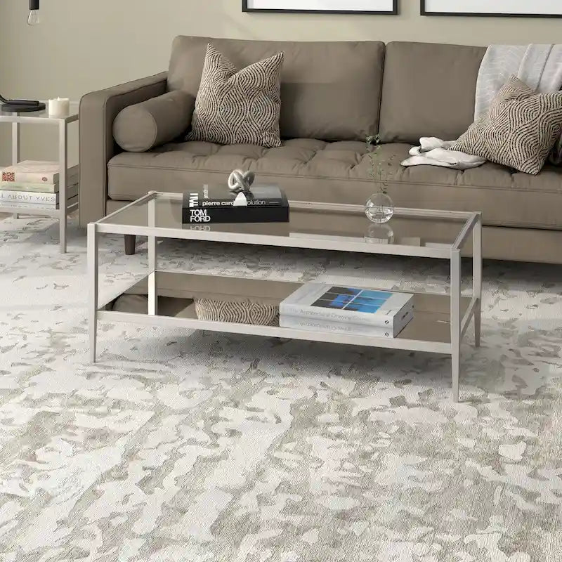 Mesa de centro rectangular de 45 de ancho con estante de espejo