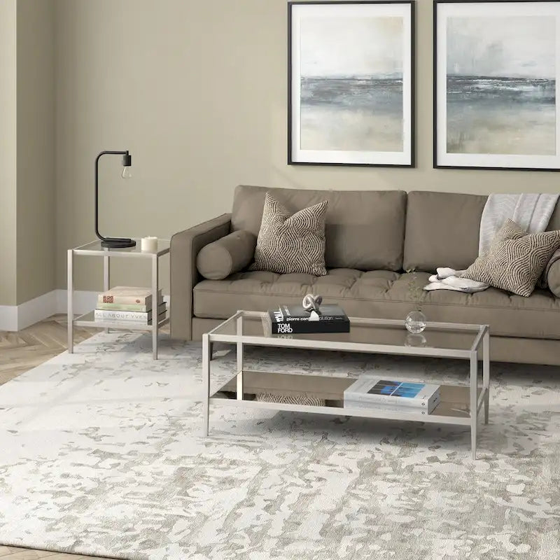 Mesa de centro rectangular de 45 de ancho con estante de espejo