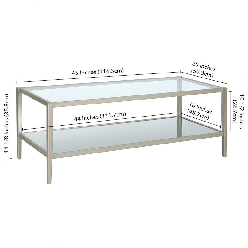 Mesa de centro rectangular de 45 de ancho con estante de espejo