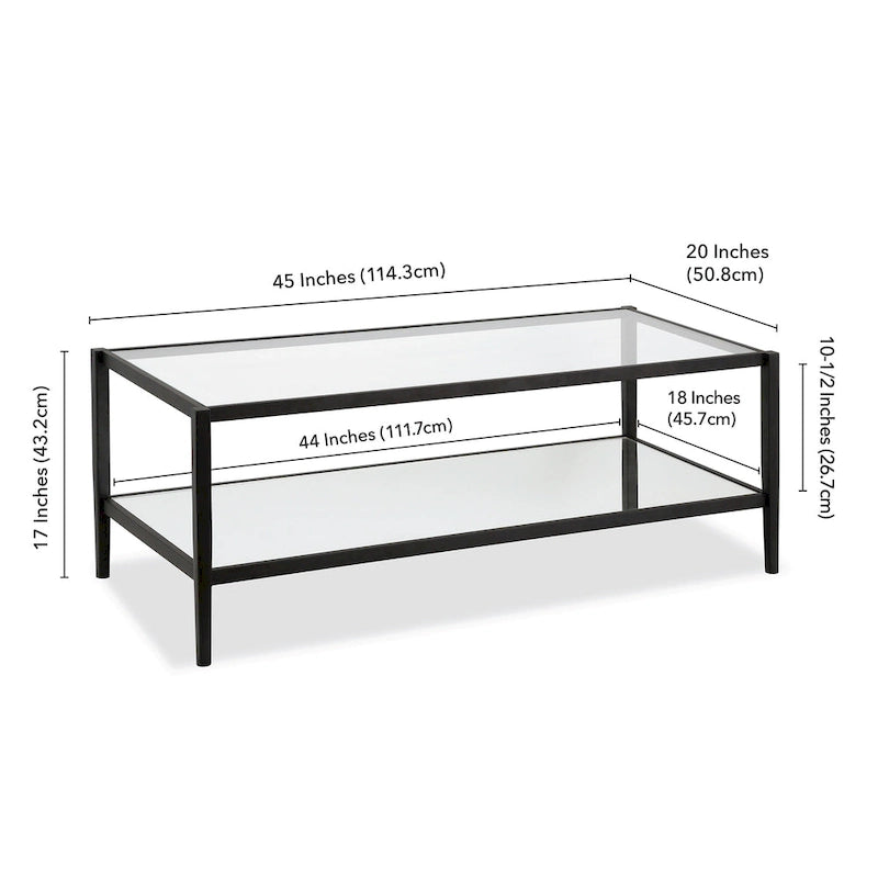 Mesa de centro rectangular de 45 de ancho con estante de espejo