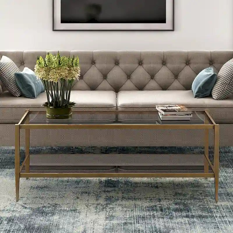 Mesa de centro rectangular de 45 de ancho con estante de espejo