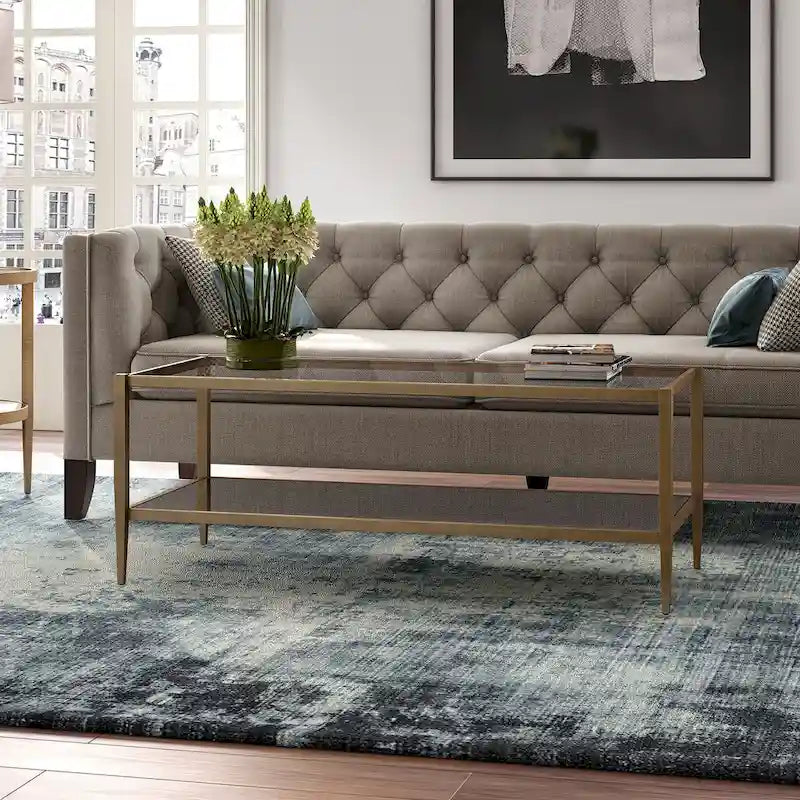 Mesa de centro rectangular de 45 de ancho con estante de espejo