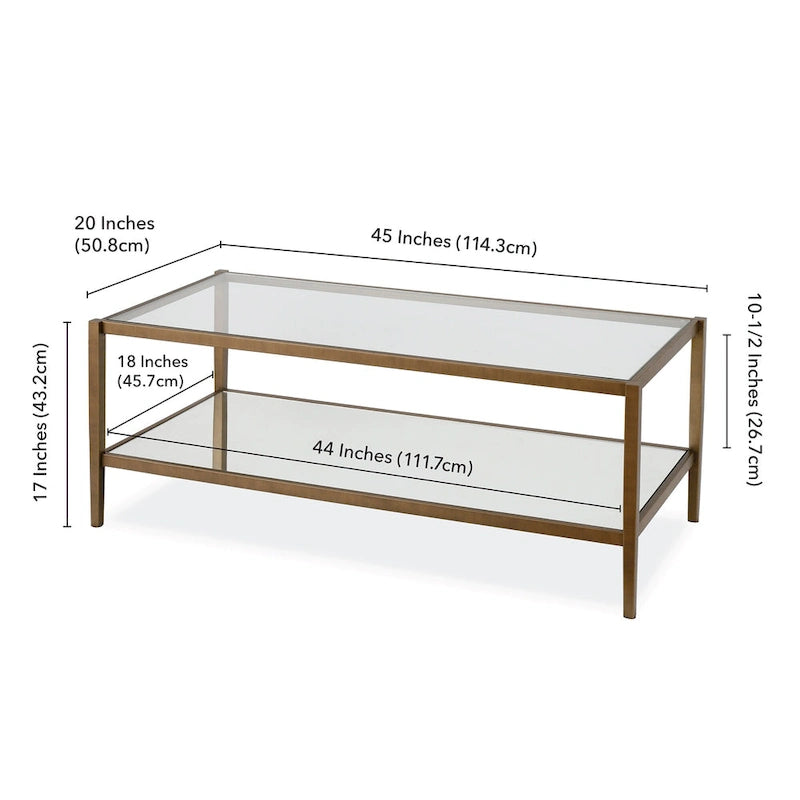 Mesa de centro rectangular de 45 de ancho con estante de espejo