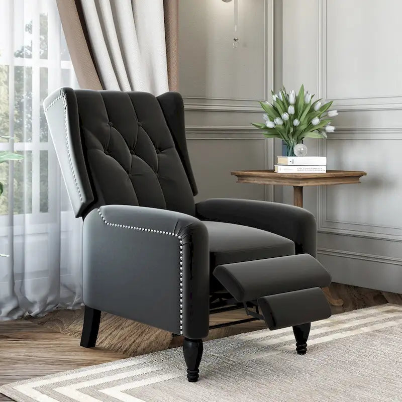 Sillón reclinable de empuje con respaldo de terciopelo