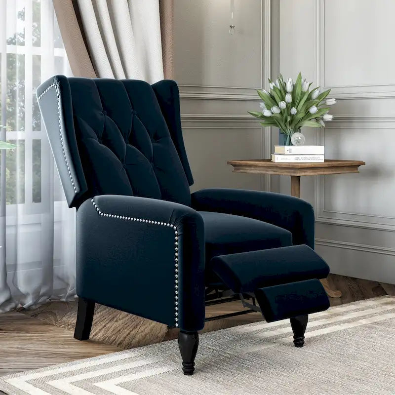 Sillón reclinable de empuje con respaldo de terciopelo