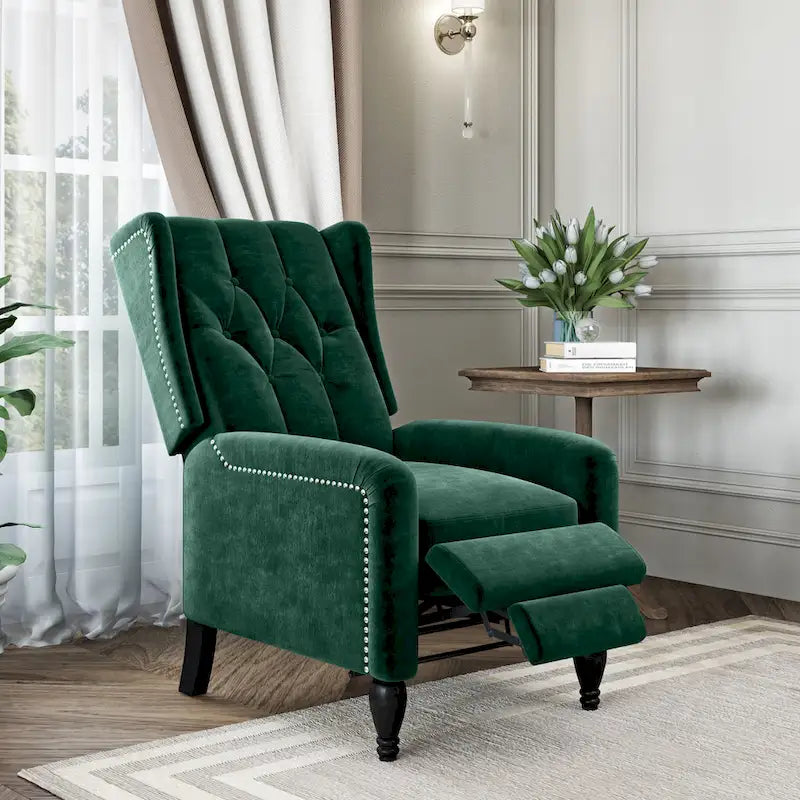 Sillón reclinable de empuje con respaldo de terciopelo