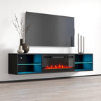 Soporte de TV de 72 pulgadas con chimenea eléctrica de pared