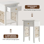 Mesita auxiliar blanca envejecida con cajón - 14D x 18W x 26.4H