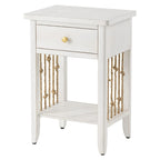 Mesita auxiliar blanca envejecida con cajón - 14D x 18W x 26.4H