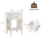 Mesita auxiliar blanca envejecida con cajón - 14D x 18W x 26.4H